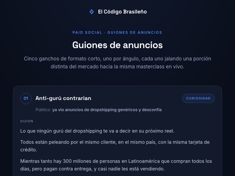 Vista previa de los guiones de anuncios